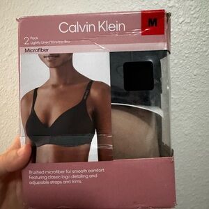 Calvin Klein Pink and Black Wireless Bra Set